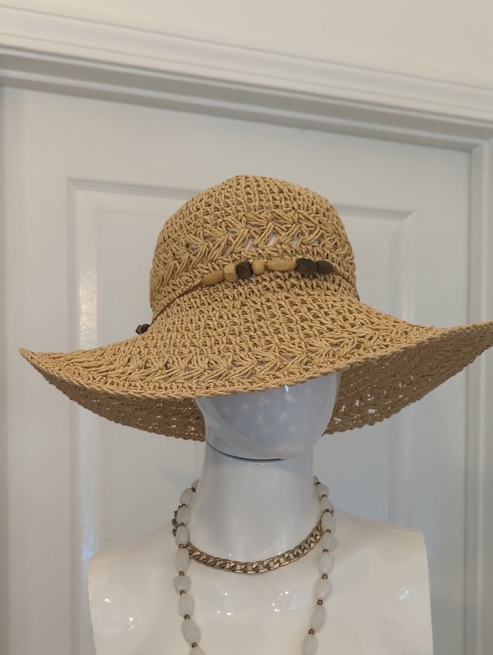 D&Y Beige Woven Straw Hat One Size